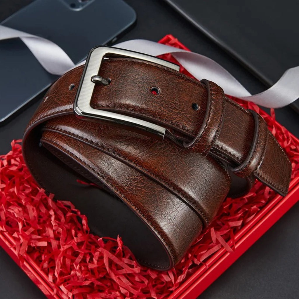 Ceinture militaire cuir marron
