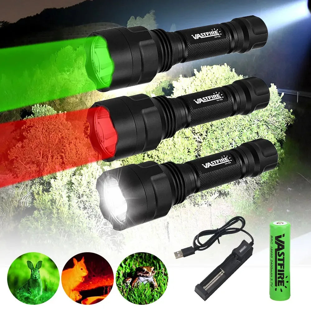 Lampe torche de chasse led verte - Surplus militaire